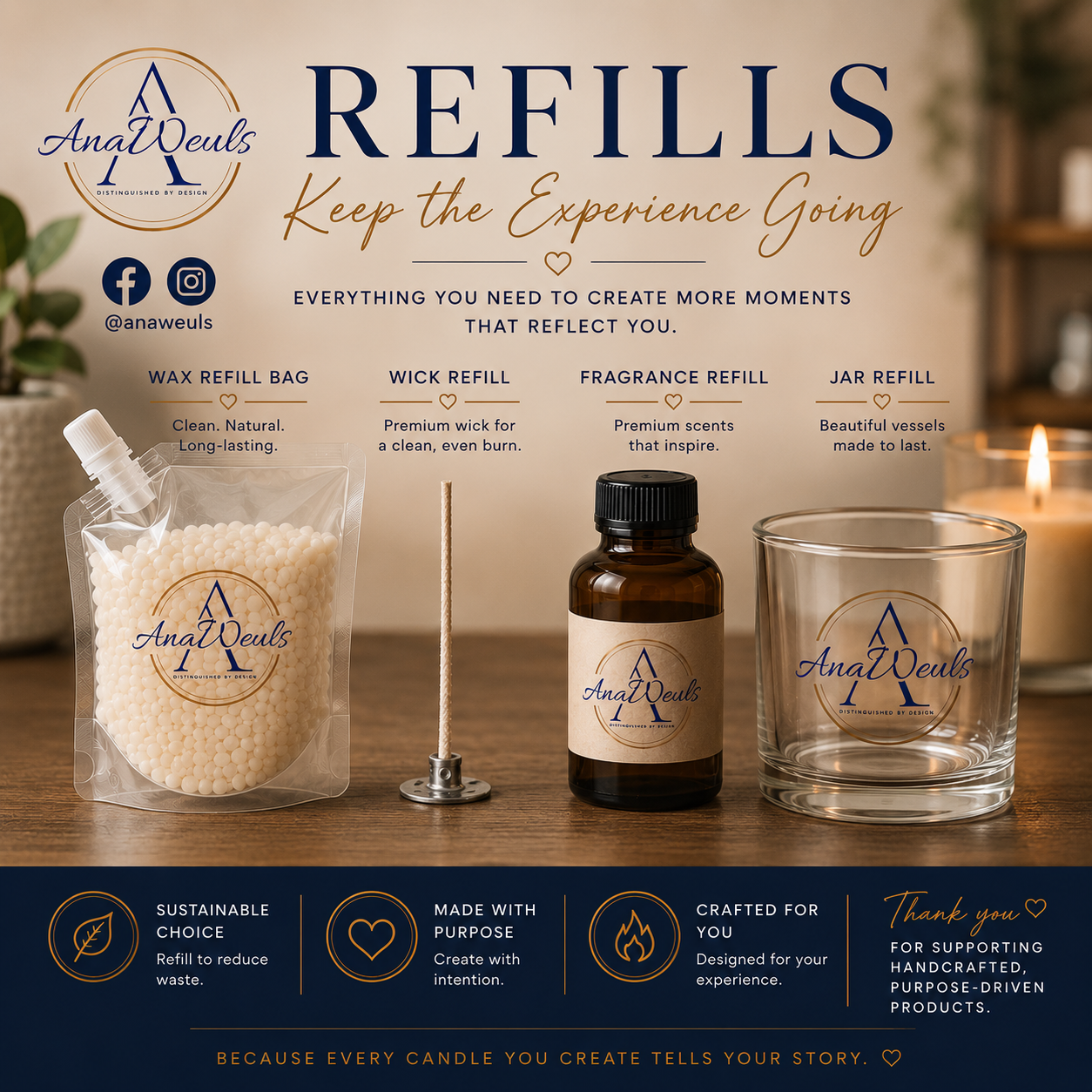 AnaWeuls Luxury Candle Creation Experience REFILLS
